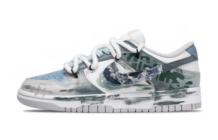 Nike Nike Dunk Faded Denim Abrasion Resistant Low top Skateboard Shoes Unisex Blue Green