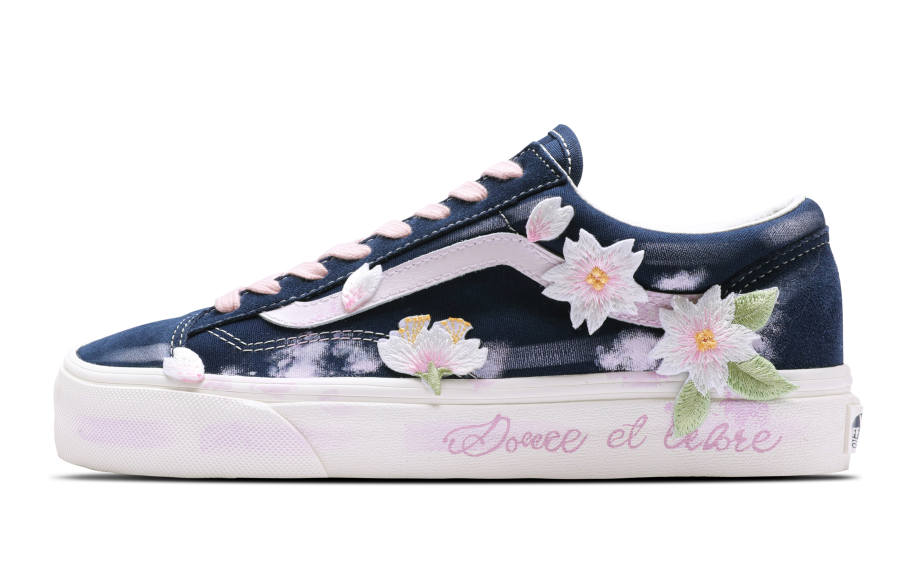 Vans Style 36 Cherry Blossom Vine Low top Skateboard Shoes Unisex Blue Pink