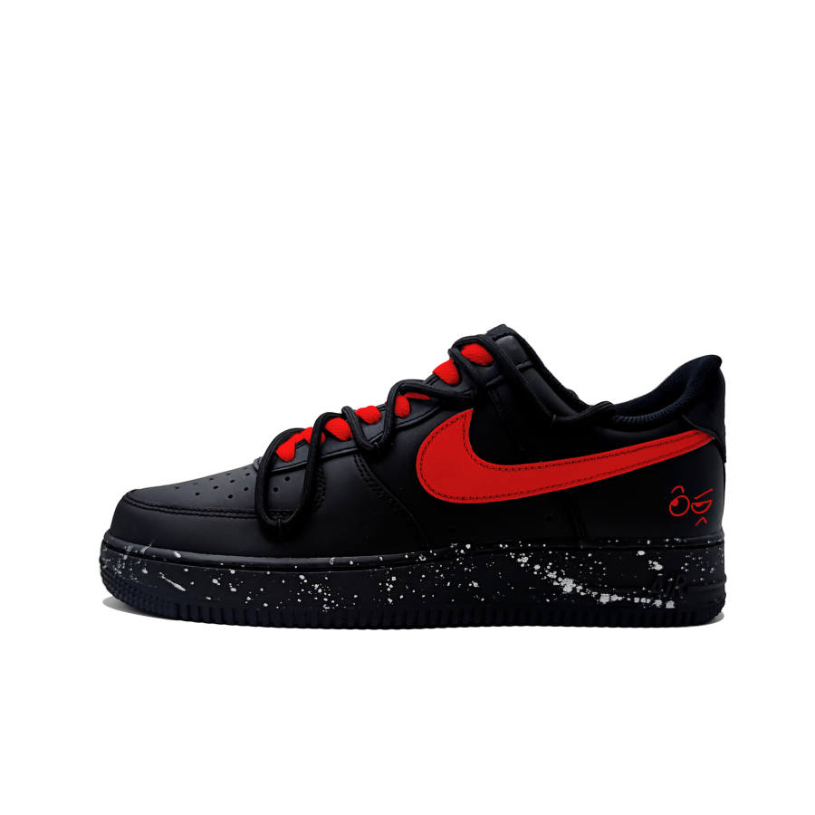 Nike Nike Air Force 1 Sparkling CNY Abrasion Resistant Support Height Increasing Low top Skateboard Shoes Unisex Black Red