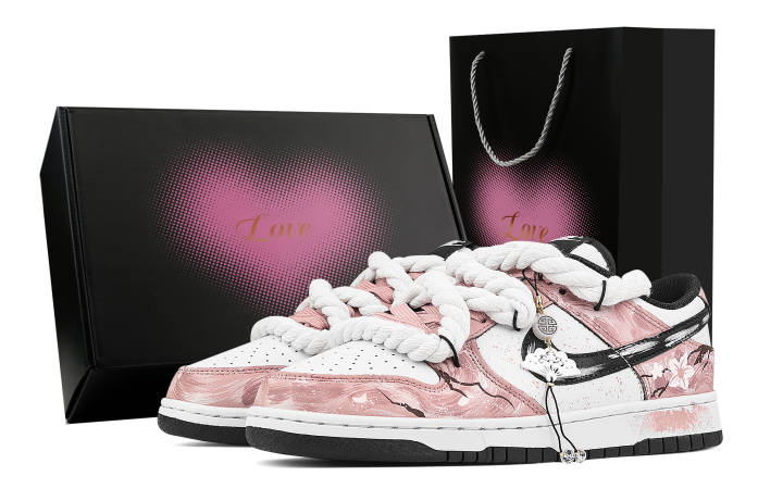 Nike Nike Dunk Tang Hai Xiangyi Heart Box Abrasion Resistant Low top Skateboard Shoes Unisex Pink White
