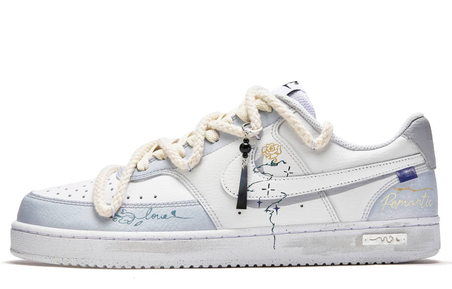 Nike Nike Court Vision 1 Line Of Light And Shadow, Flower Isle Low top Skateboard Shoes Men's White Blue