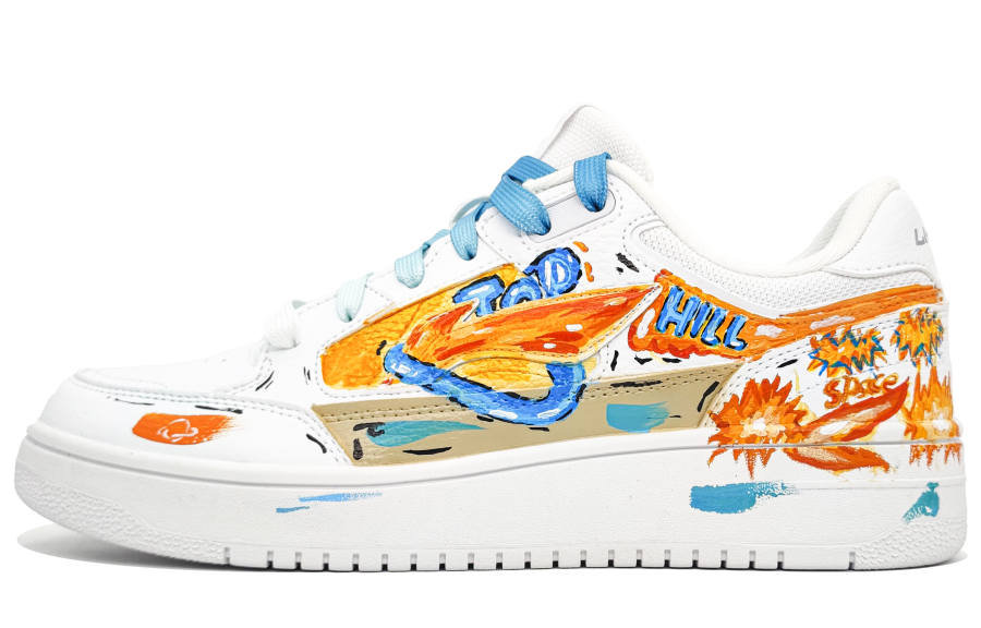 Li-Ning Li Ning Tianji Slip Resistant Abrasion Resistant Low top Skateboard Shoes Women's White Orange