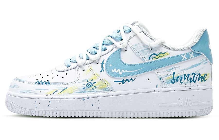 Nike Nike Air Force 1 Abrasion Resistant Low top Skateboard Shoes Unisex White Blue