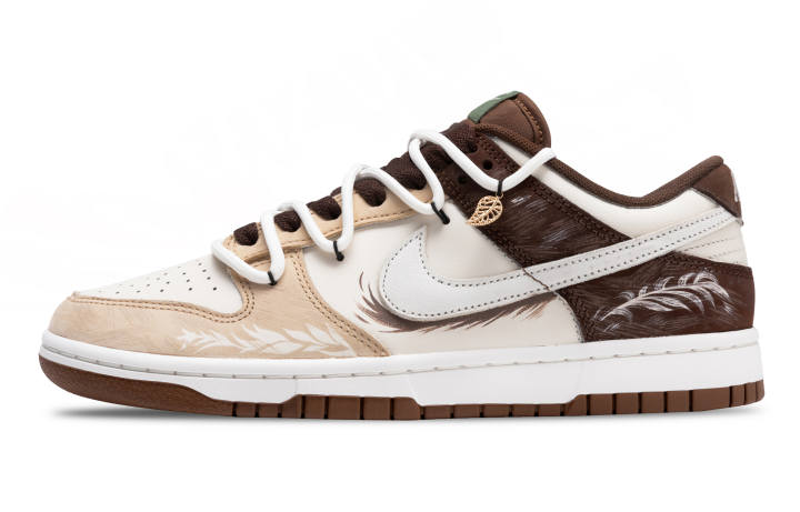 Nike Nike Dunk Rice Fragrance Slip Resistant Abrasion Resistant Low top Skateboard Shoes Unisex White Brown