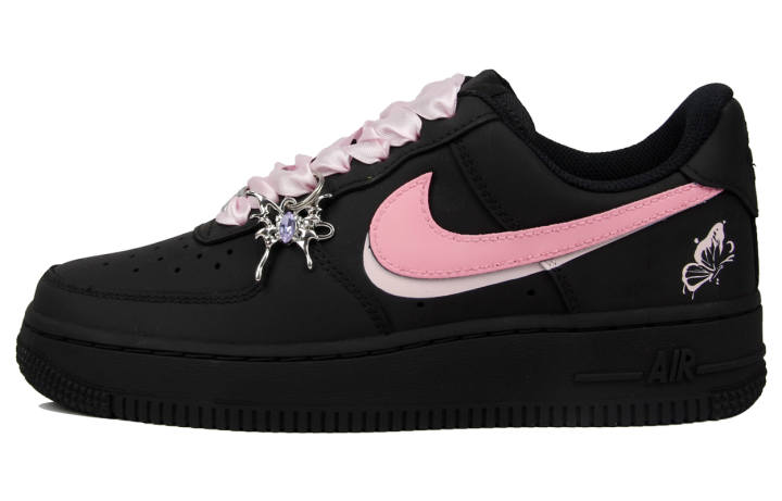 Nike Nike Air Force 1 Slip Resistant Abrasion Resistant Low top Skateboard Shoes Unisex Black Pink