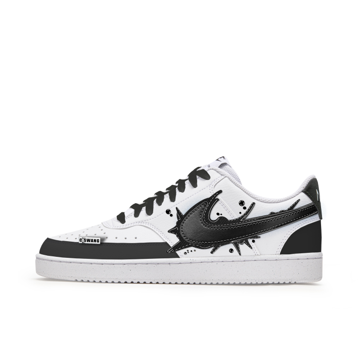 Nike Nike Court Vision 1 Slip Resistant Abrasion Resistant Low top Skateboard Shoes Men's Black White