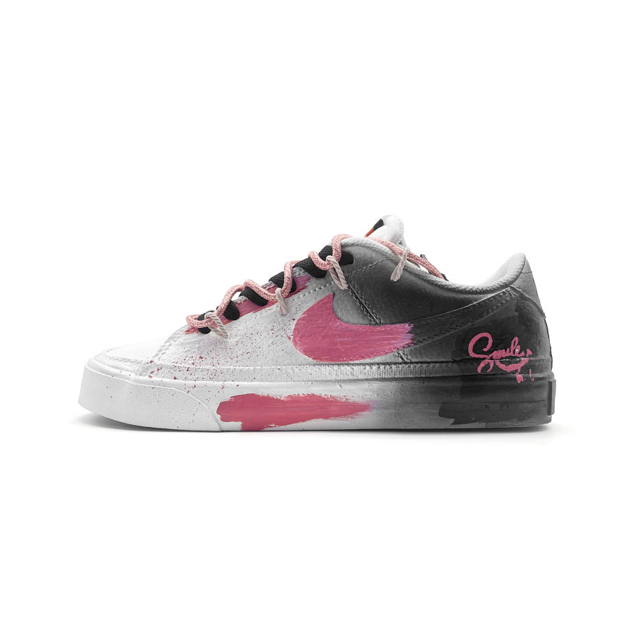 Nike Nike Court Legacy Black White Cherry Blossom Abrasion Resistant Low top Skateboard Shoes Unisex Pink White Black