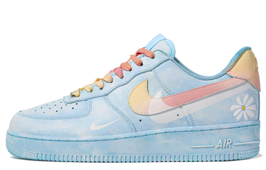 Nike Nike Air Force 1 Slip Resistant Slip Resistant Low top Skateboard Shoes Women's Blue Pink Yellow