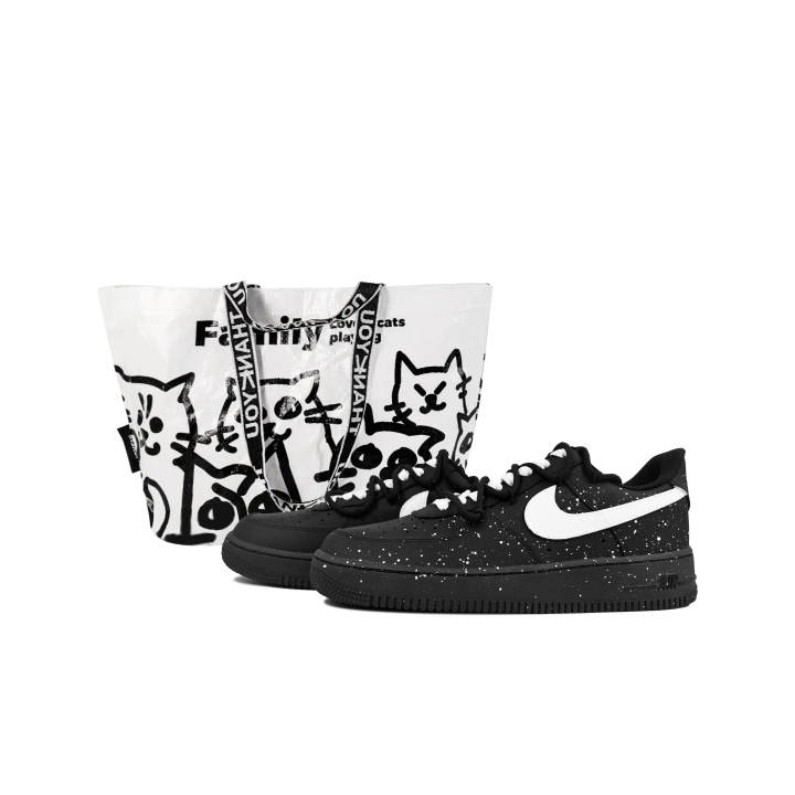 Nike Nike Air Force 1 Slip Resistant Abrasion Resistant Low top Skateboard Shoes Unisex Black White