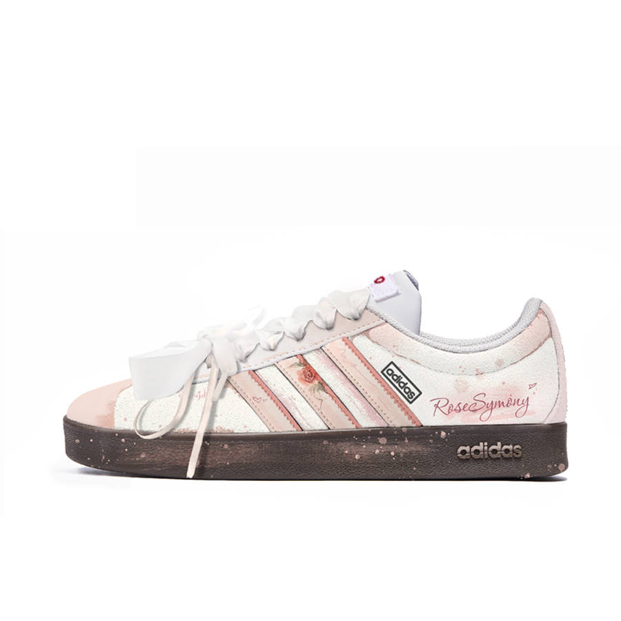 Adidas Neo VL Court 2.0 Rose Journal Cushioning Low top Skateboard Shoes Unisex Pink Brown