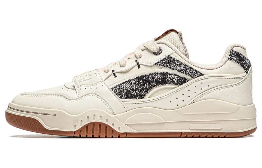 Li-Ning Li Ning Synthetic Leather Low top Skateboard Shoes Men's Ecru