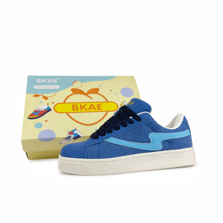 BKAE Slip Resistant, Abrasion Resistant, Lightweight Low top Skateboard Shoes Unisex White Blue