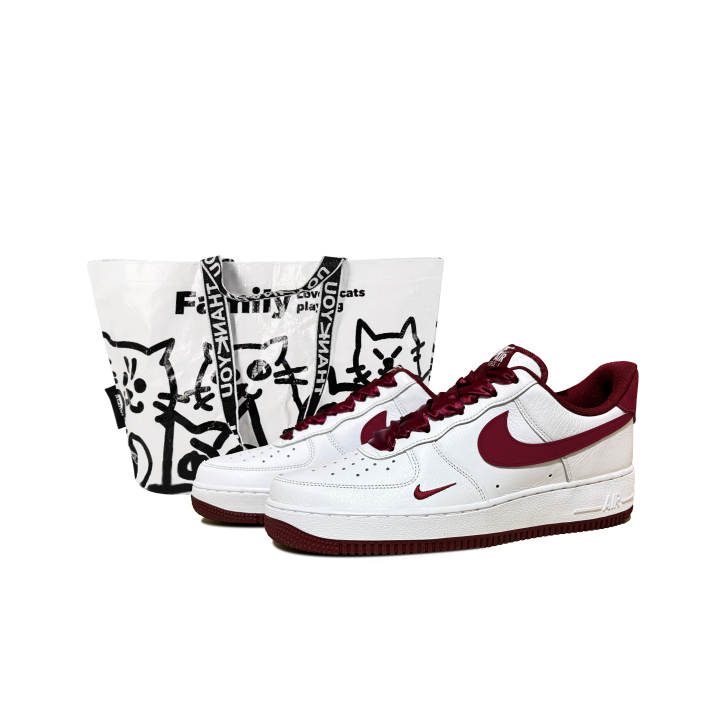 Nike Nike Air Force 1 Auspicious Snow Plum Blossom Anti-Slip Wear-Resistant Low-Top Skateboard Shoes Men's Red White