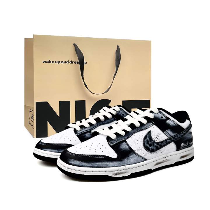 Nike Nike Dunk Shopping Bag, Black Snake Mamba, Hand Drawn Preppy Style Abrasion Resistant Low top Skateboard Shoes Unisex