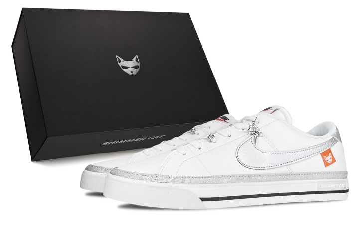 Nike Nike Court Legacy Silver Shimmery Cat, Special Box Abrasion Resistant Low top Skateboard Shoes Unisex Silver White