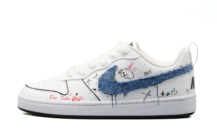 Nike Nike Court Borough Abrasion Resistant Low top Skateboard Shoes Women's White Blue