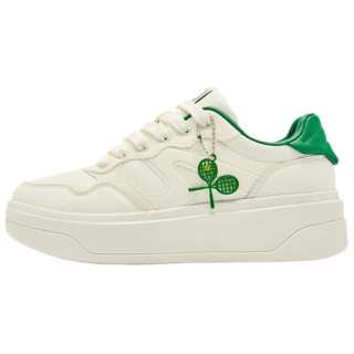 QIAODAN Slip Resistant Abrasion Resistant Low top Skateboard Shoes Women's White Green