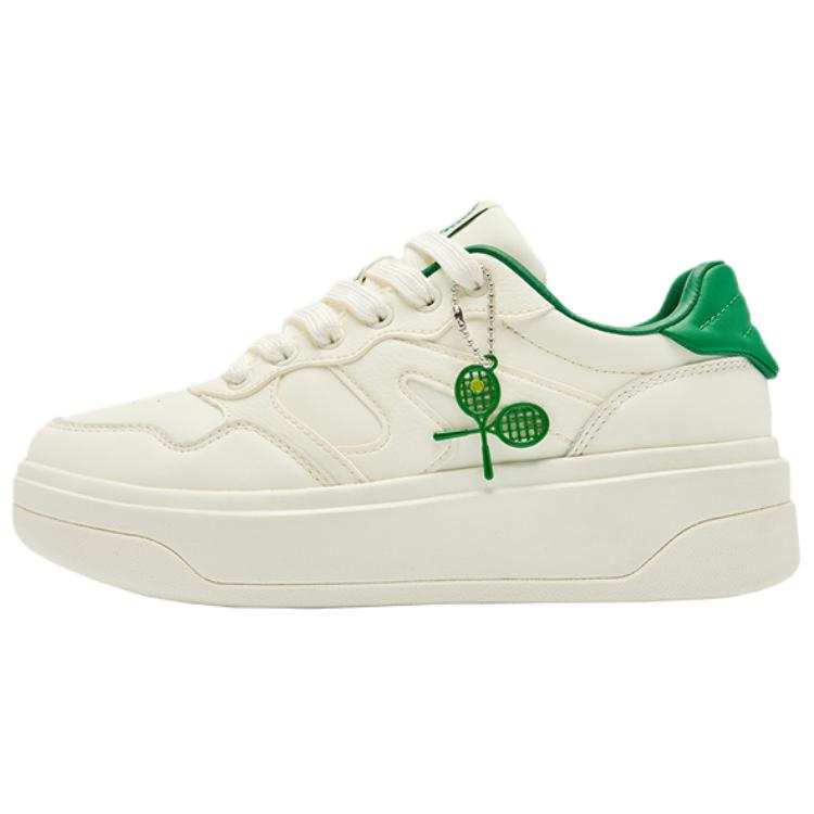QIAODAN Slip Resistant Abrasion Resistant Low top Skateboard Shoes Women's White Green