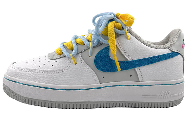Nike Nike Air Force 1 75th Anniversary 75 Anniversary Low top Skateboard Shoes GS White Blue Yellow