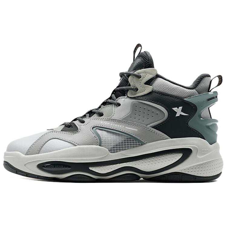 XTEP Slip Resistant Abrasion Resistant High top Skateboard Shoes Men's Gray Black