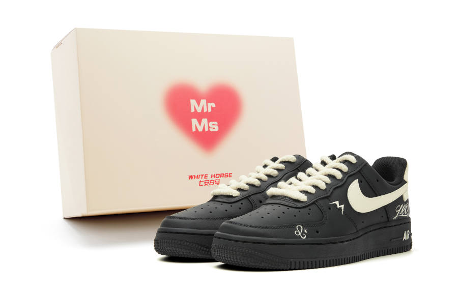 Nike Nike Air Force 1 Abrasion Resistant Low top Skateboard Shoes Unisex Beige Black
