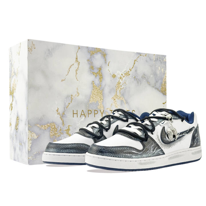 Nike Nike EBERNON Skateboard Shoes Men's Low Top White/Blue/Silver