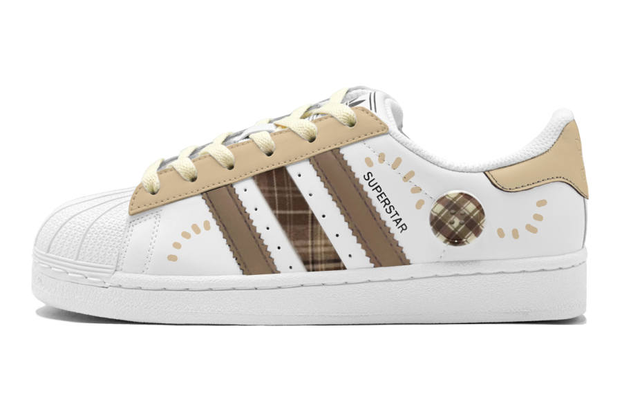 Adidas Originals SUPERSTAR GS Couple's, Checkered Starry, Button, Fashion Versatile Low top Skateboard Shoes Women's