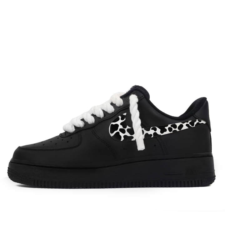 Nike Nike Air Force 1 Spot Black Warrior Abrasion Resistant Low top Skateboard Shoes Unisex Black White