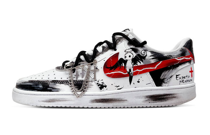 Nike Nike Court Vision 1 Low top Skateboard Shoes Unisex Black Red