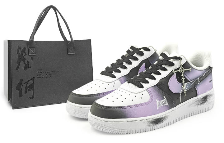 Nike Nike Air Force 1 Abrasion Resistant Low top Skateboard Shoes Unisex Black Purple