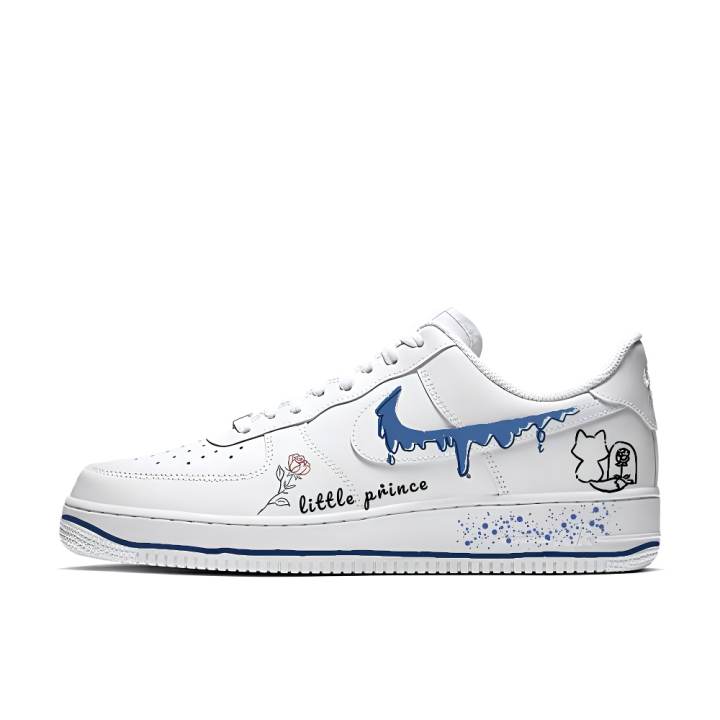 Nike Nike Air Force 1 Rose And Fox Coverage Cushioning Abrasion Resistant Low top Skateboard Shoes Unisex Moonlight Blue