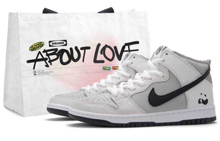 Nike Nike Dunk High Misty Rain Panda Mid top Skateboard Shoes Unisex Black White Gray