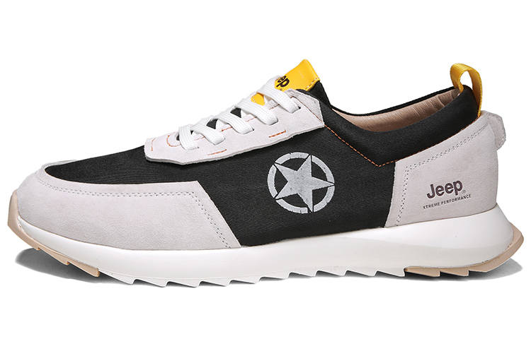 Jeep Pigskin, Textile Lightweight Low top Skateboard Shoes Men's Black White