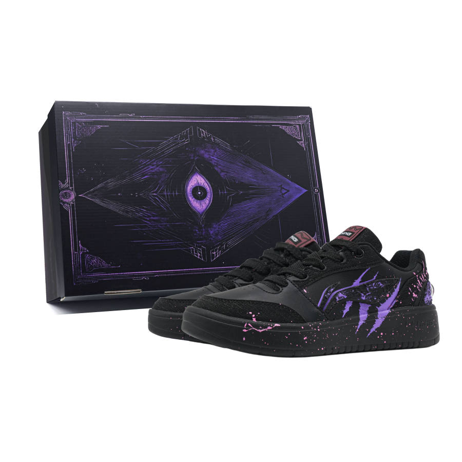 Li-Ning Li Ning Sycee V3 Synthetic Leather Low top Skateboard Shoes Men's Black Purple