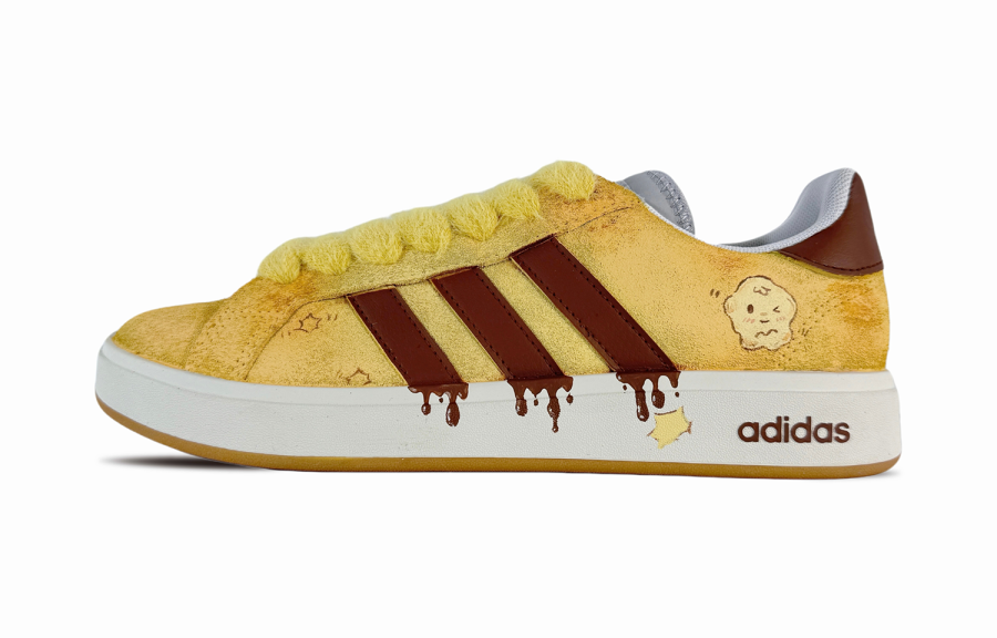 Adidas Adidas Grand Court Base 00s JiaYue, Caramel Popcorn Thermal Waterproof Abrasion Resistant Coverage Low top