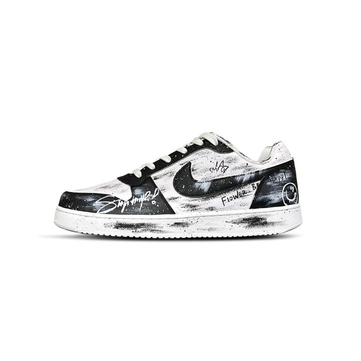 Nike Nike EBERNON Tower Rabbit Coexistence Abrasion Resistant Low top Skateboard Shoes Men's Black White