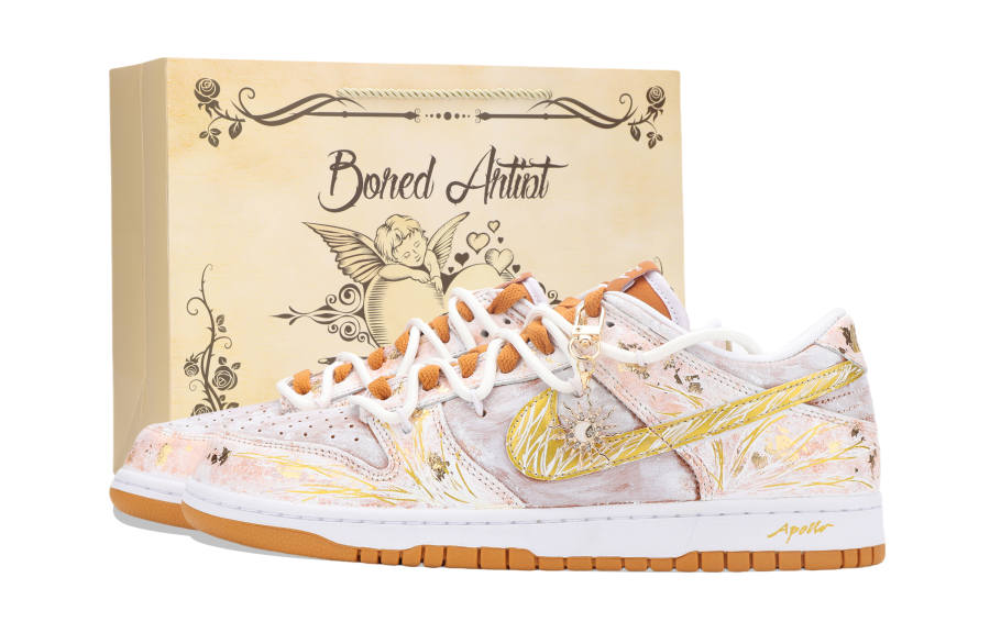 Nike Nike Dunk Apollo, The Sun God Abrasion Resistant Low top Skateboard Shoes Unisex White Orange Gold