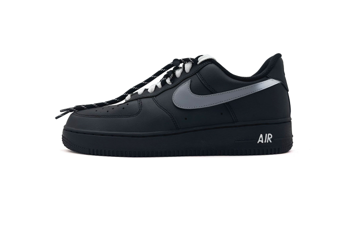 Nike Nike Air Force 1 Slip Resistant Abrasion Resistant Low top Skateboard Shoes Unisex Black Gray White