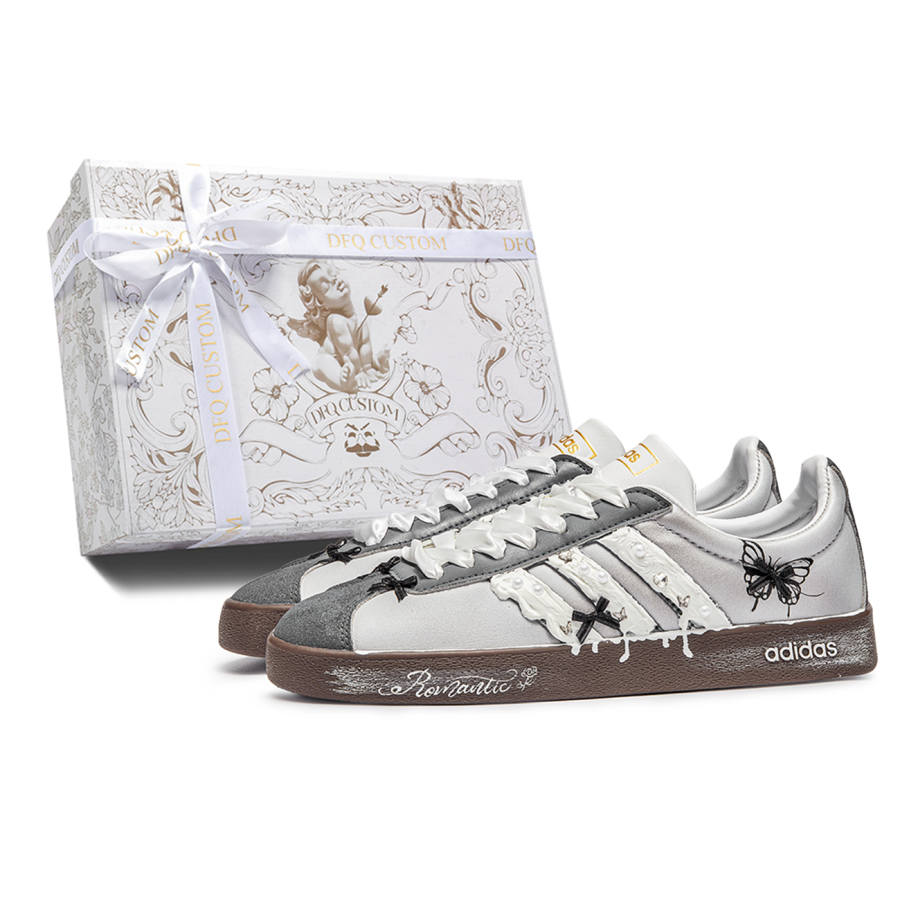 Adidas Neo VL Court 2.0 Da Vinci, Box, Silver Butterfly Abrasion Resistant Abrasion Resistant Low top Skateboard Shoes