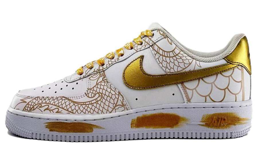 Nike Nike Air Force 1 Low top Skateboard Shoes GS Women's White Gold