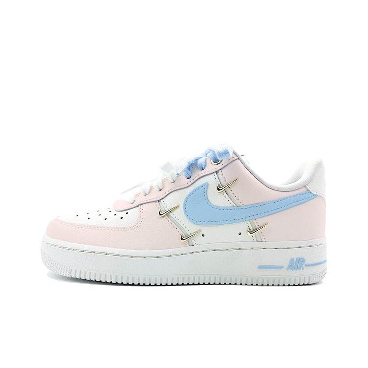 Nike Nike Air Force 1 Pink Peach Chenhai Abrasion Resistant Low top Skateboard Shoes Women's Pink Blue