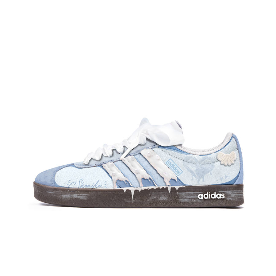 Adidas Neo VL Court 2.0 Heartfelt Solution Cushioning Low top Skateboard Shoes Unisex Blue Brown