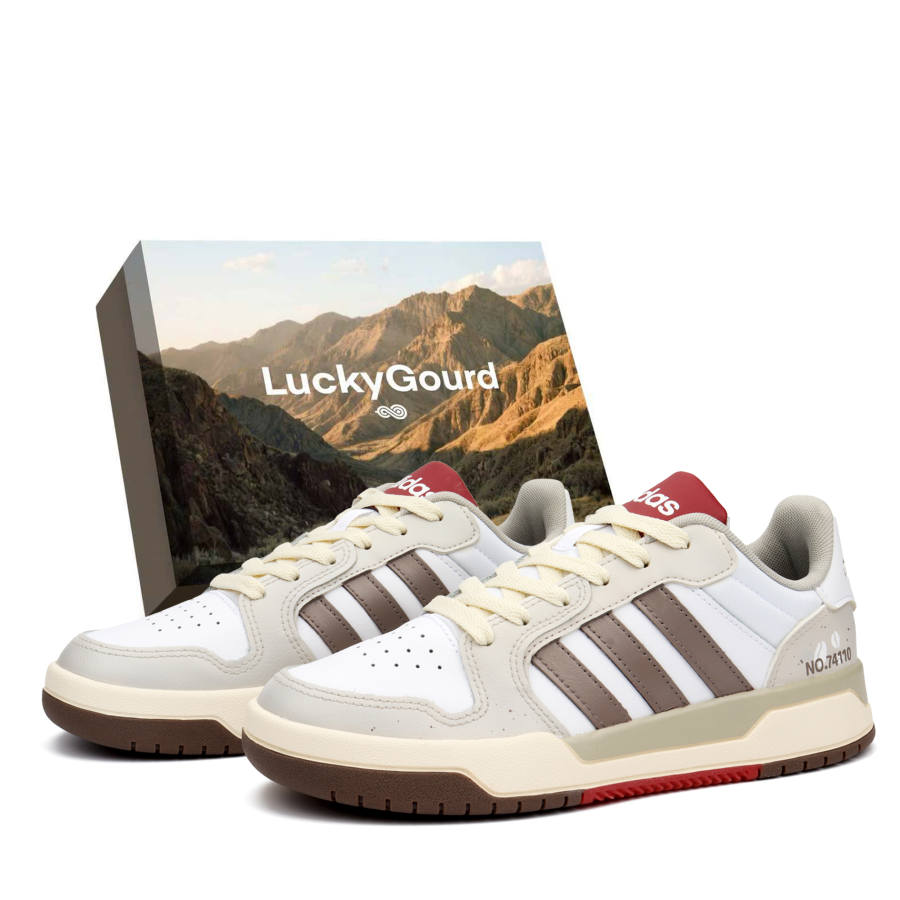 Adidas Neo Entrap Hazelnut Coffee Abrasion Resistant, Lightweight, Balanced Low top Skateboard Shoes Unisex Gray White