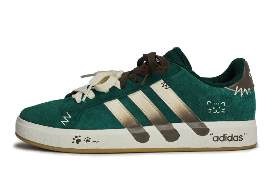 Adidas Adidas Grand Court Base 00s ATHS Mori Style Kitten Low top Skateboard Shoes Unisex Beige Green Brown