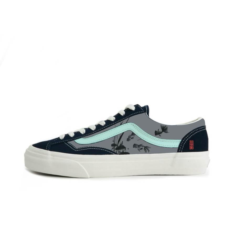 Vans Style 36 Suede Slip Resistant Abrasion Resistant Low top Skateboard Shoes Unisex Blue Gray