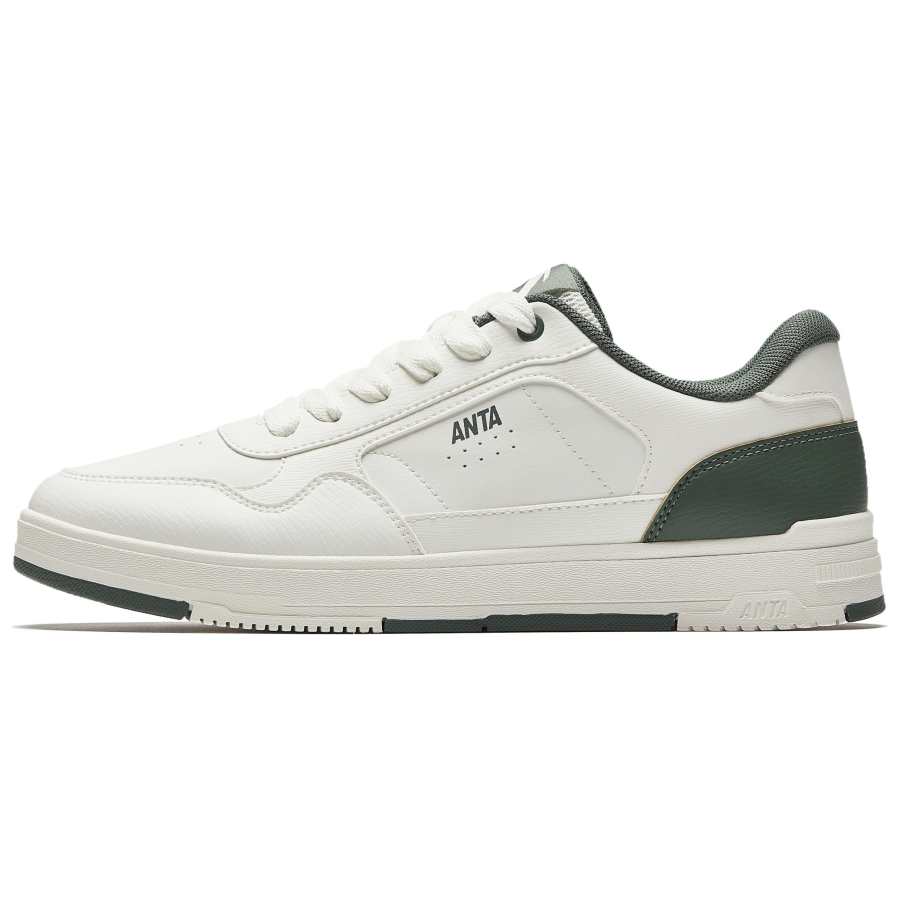 Anta Athleisure Slip Resistant, Abrasion Resistant, Lightweight Low top Skateboard Shoes Men's White Green