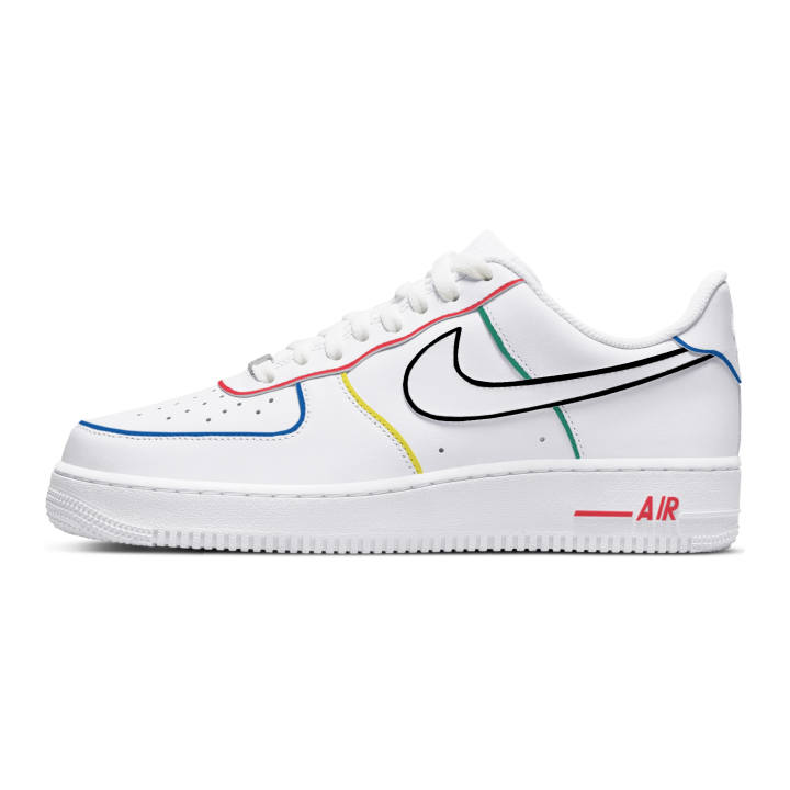 Nike Nike Air Force 1 Multicolor Boundary Slip Resistant Abrasion Resistant Low top Skateboard Shoes Unisex White