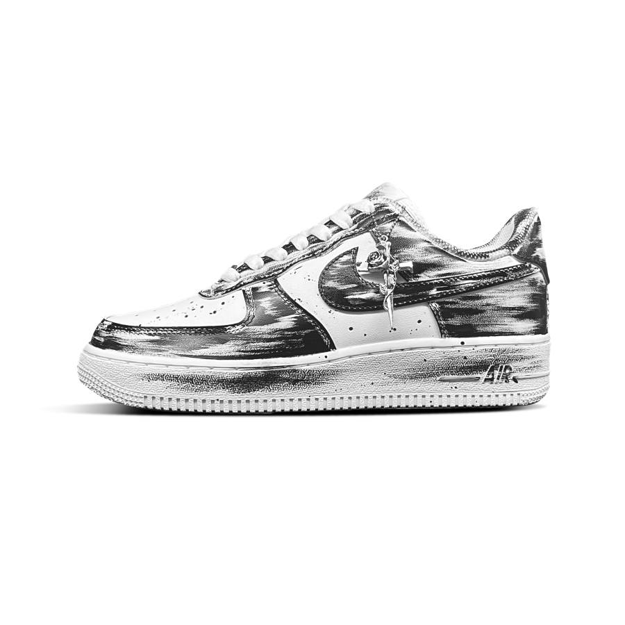 Nike Nike Air Force 1 Tower Rabbit Leather Abrasion Resistant Low top Skateboard Shoes Unisex Black White