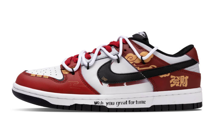 Nike Nike Dunk Abrasion Resistant Lightweight Low top Skateboard Shoes Unisex Red Gold
