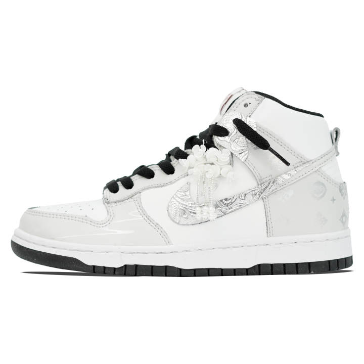 Nike Nike Dunk Slip Resistant And Breathable Slip Resistant And Breathable High top Skateboard Shoes Unisex Gray White